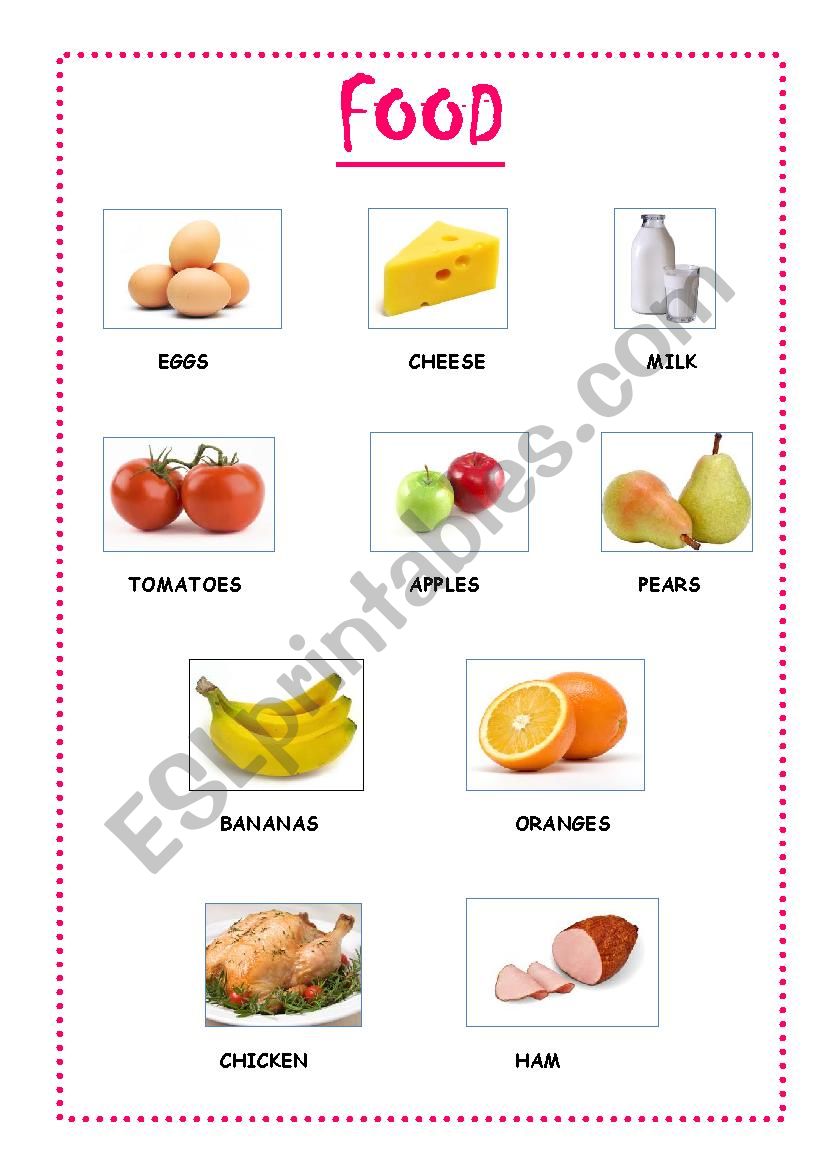 BASIC FOOD VOCABULARY worksheet