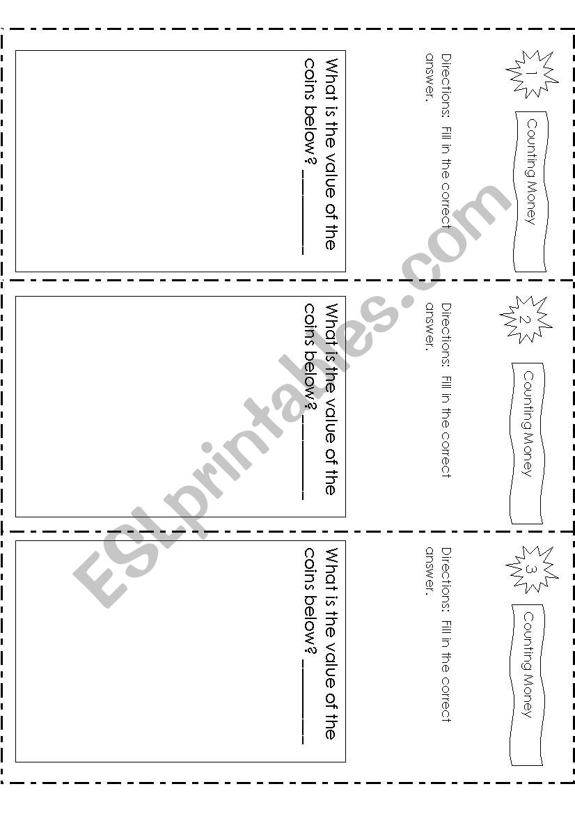 Money Trifold worksheet