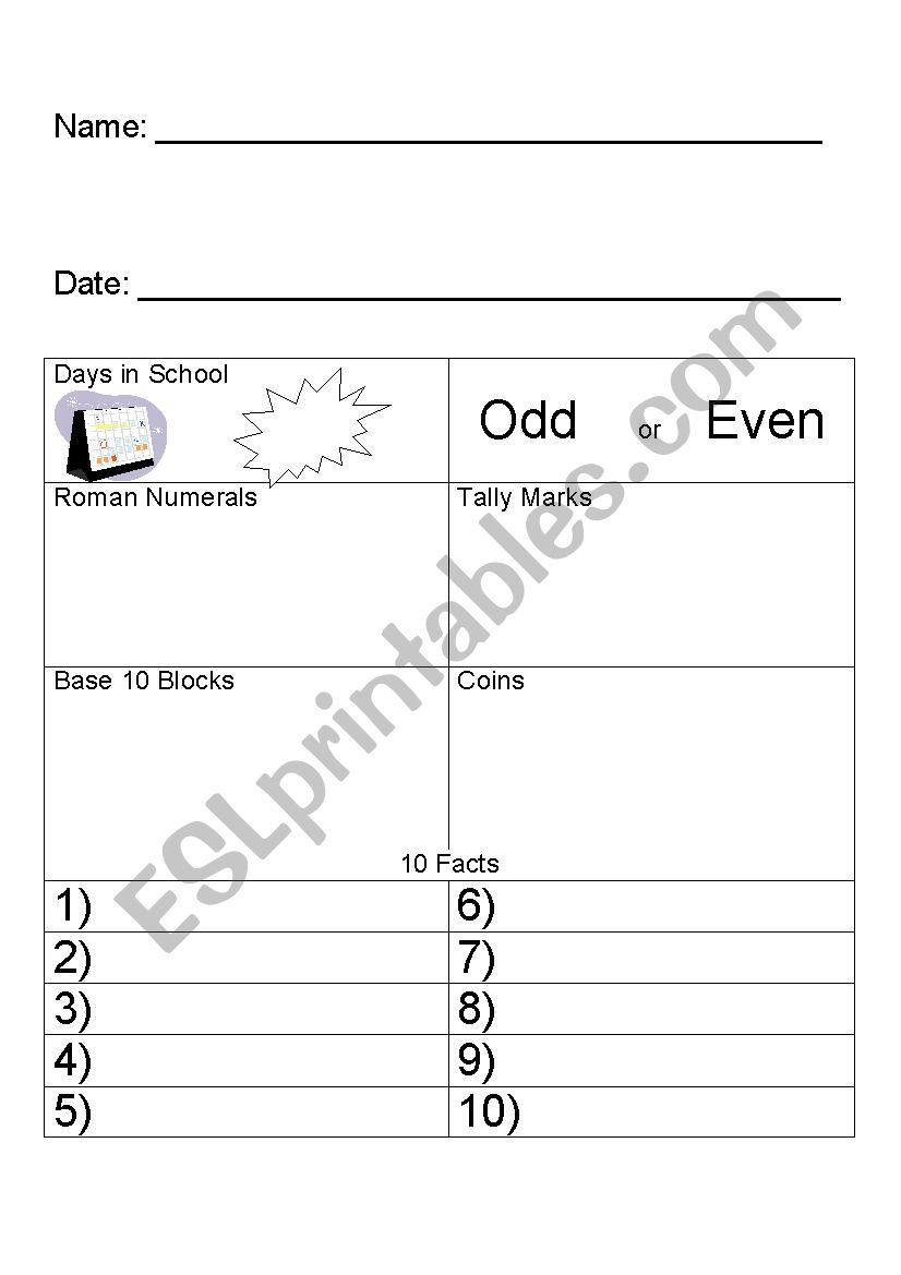 Early Calendar Math  worksheet