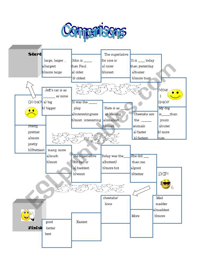 Comparison game worksheet