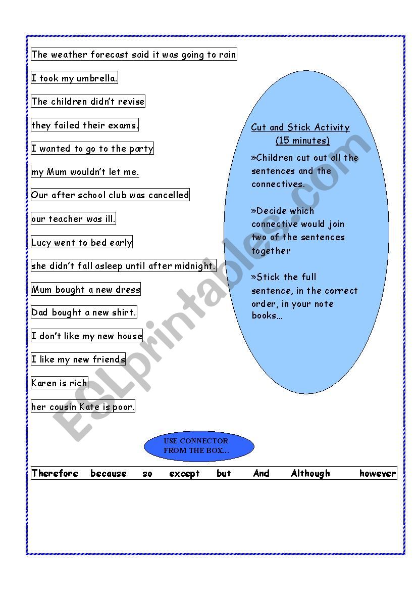 connectives worksheet