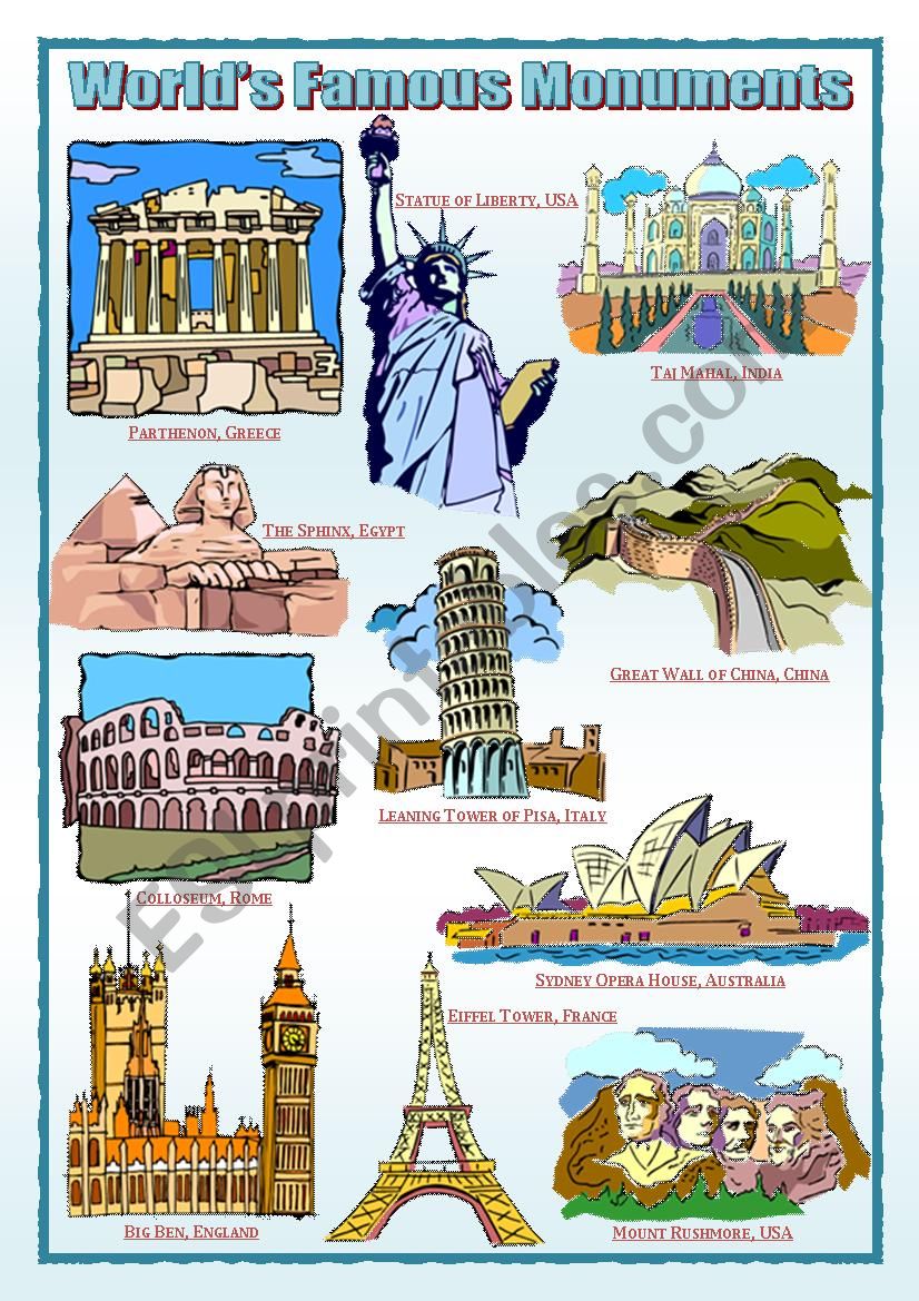 world-s-famous-monuments-1-esl-worksheet-by-bill009