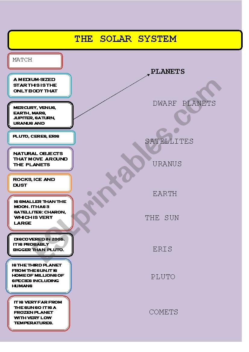 solar system worksheet