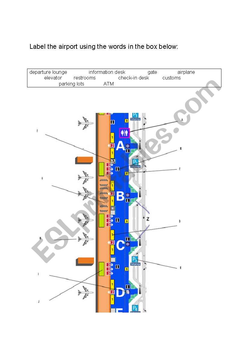 Label the Airport worksheet