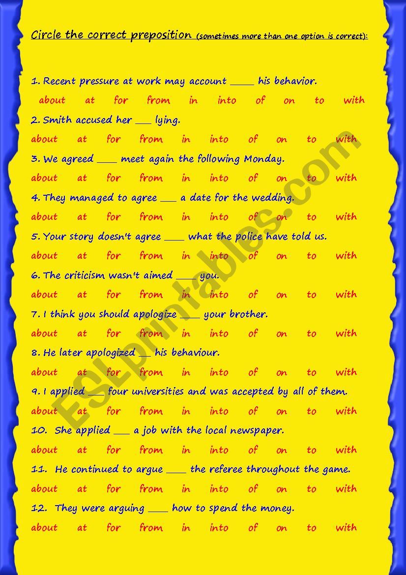 Verbs followed by prepositions - 1/2