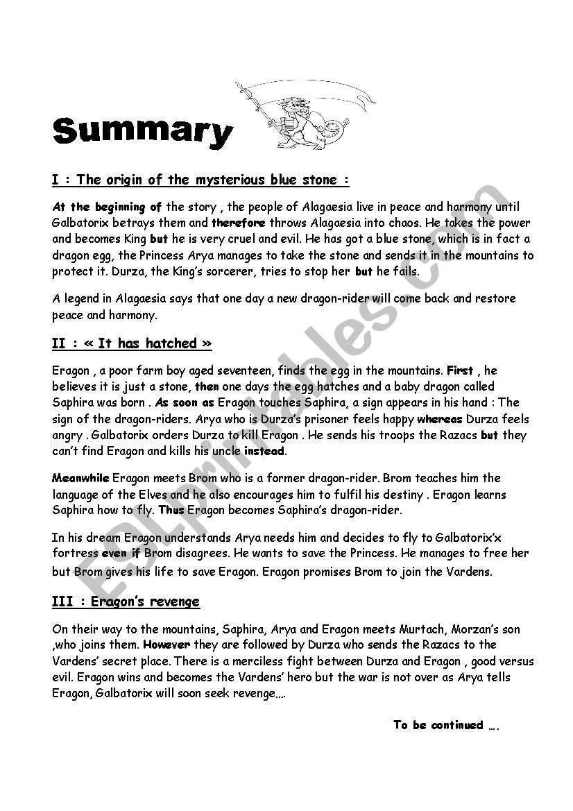 eragon summary and linkwords worksheet