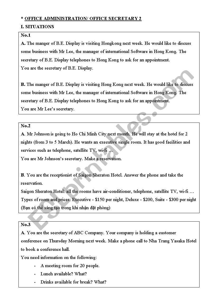 OFFICE ADMINISTRATION worksheet