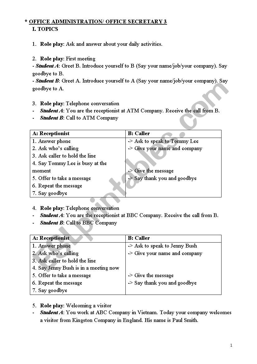 OFFICE ADMINISTRATION 3 worksheet