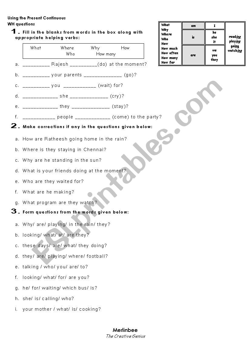 Present Continuous - WH Questions