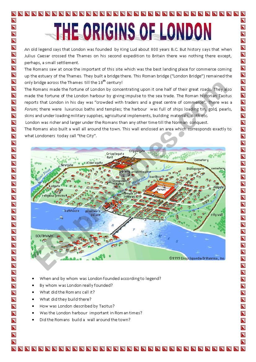 The origins of London worksheet