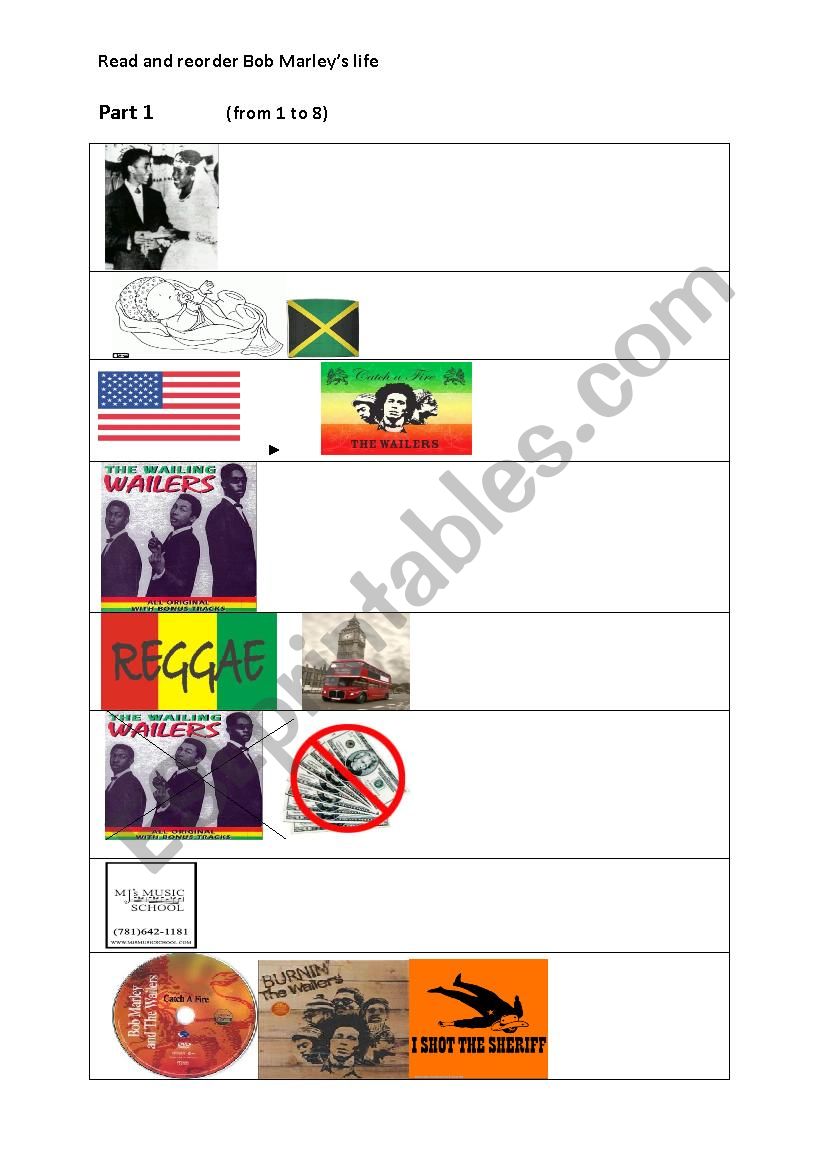 Bob Marley : a legend worksheet