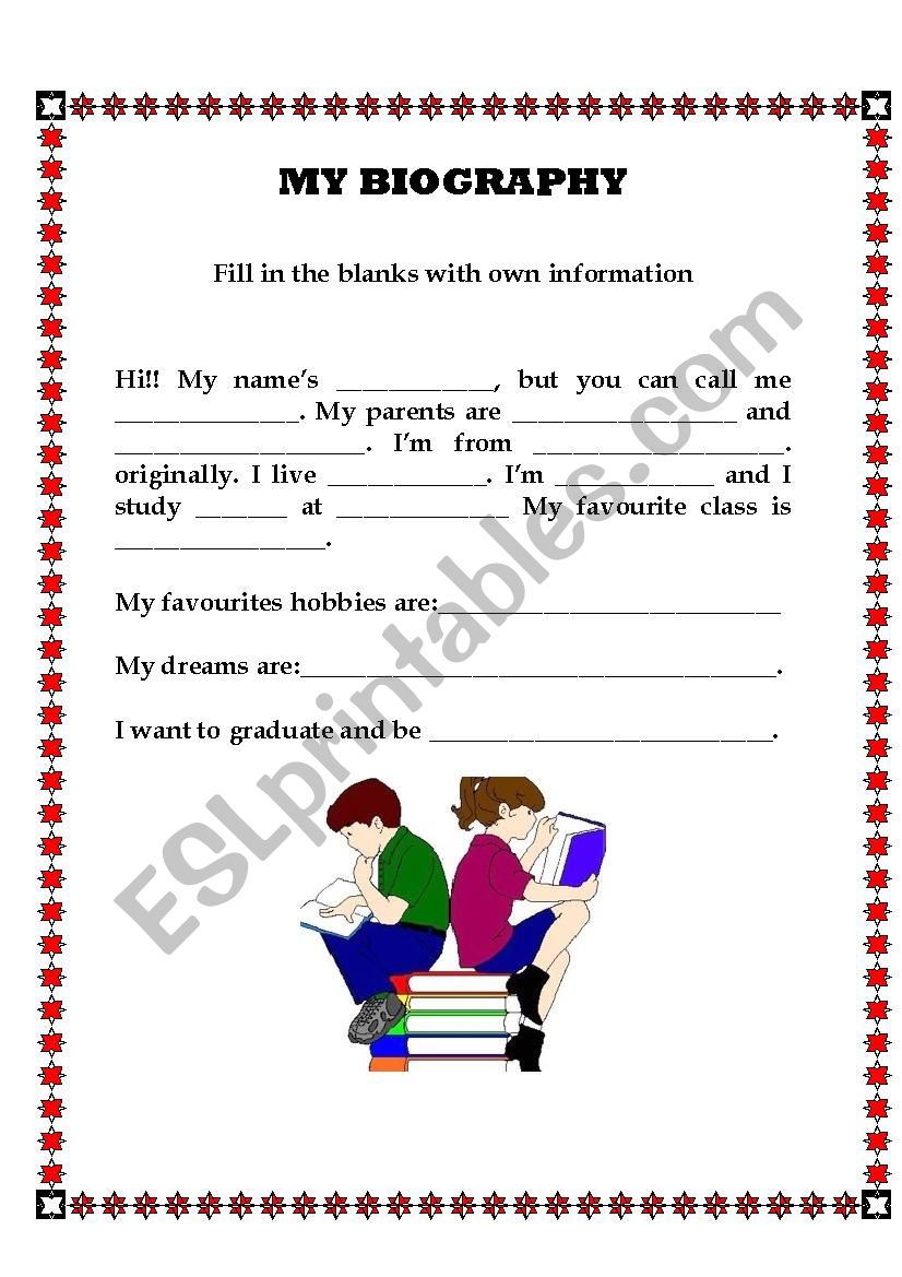 biography worksheet islcollective