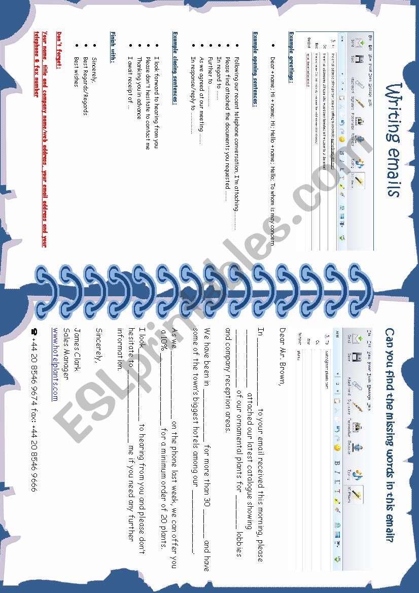 WRITING EMAILS worksheet