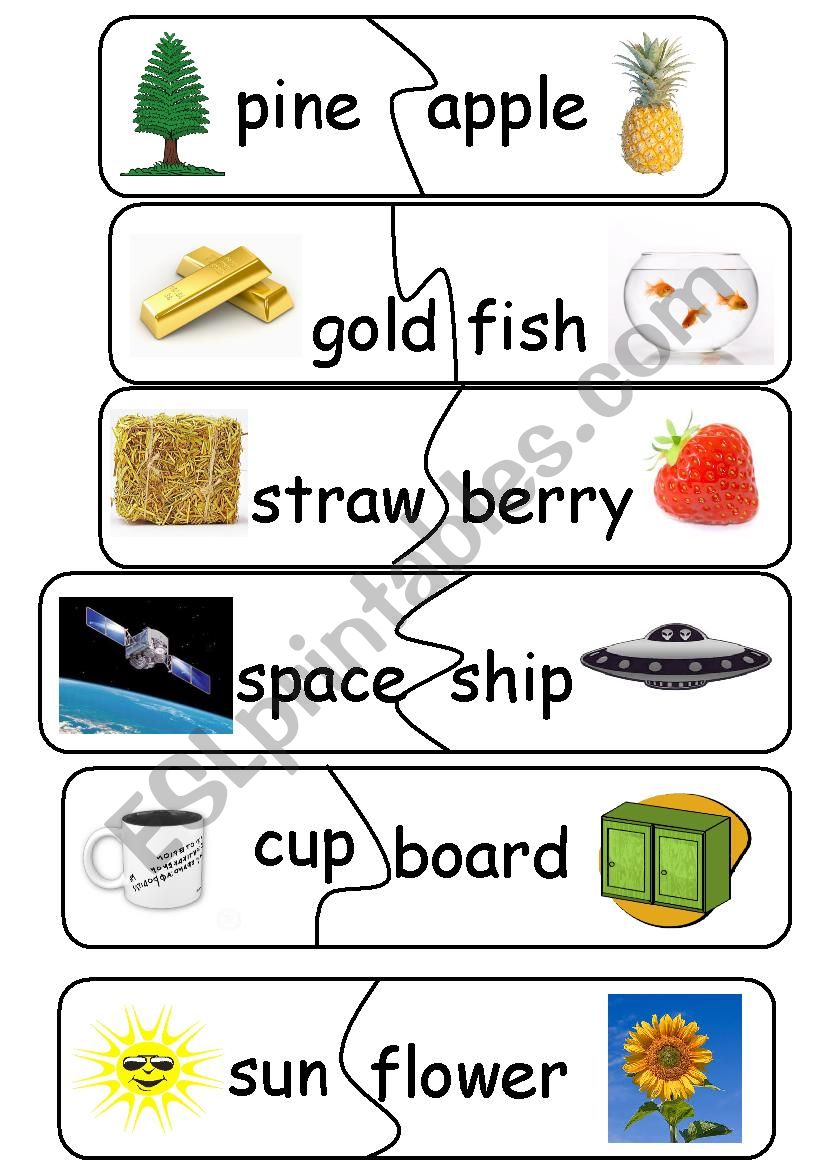 Compound Words/Game- set 5 worksheet