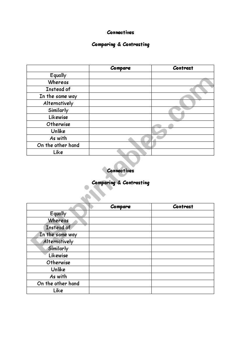 Connectives worksheet