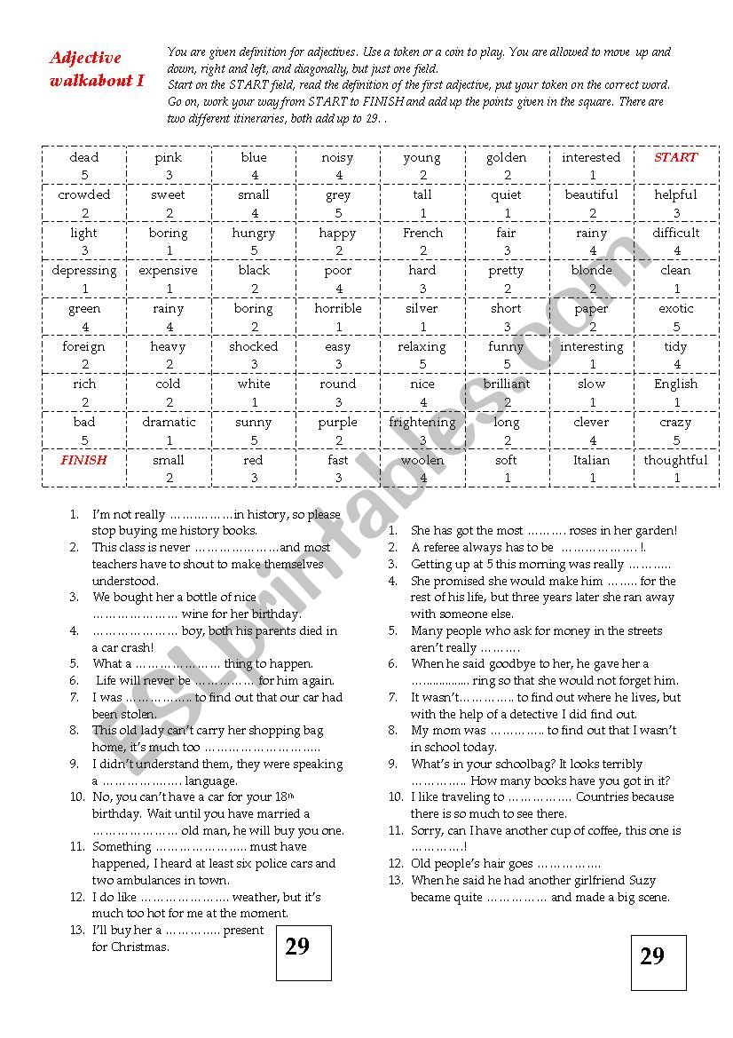 Adjective Walkabout II  worksheet