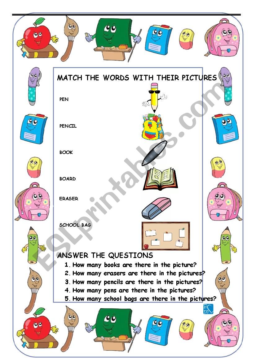 CLASSROOM OBJECTS worksheet