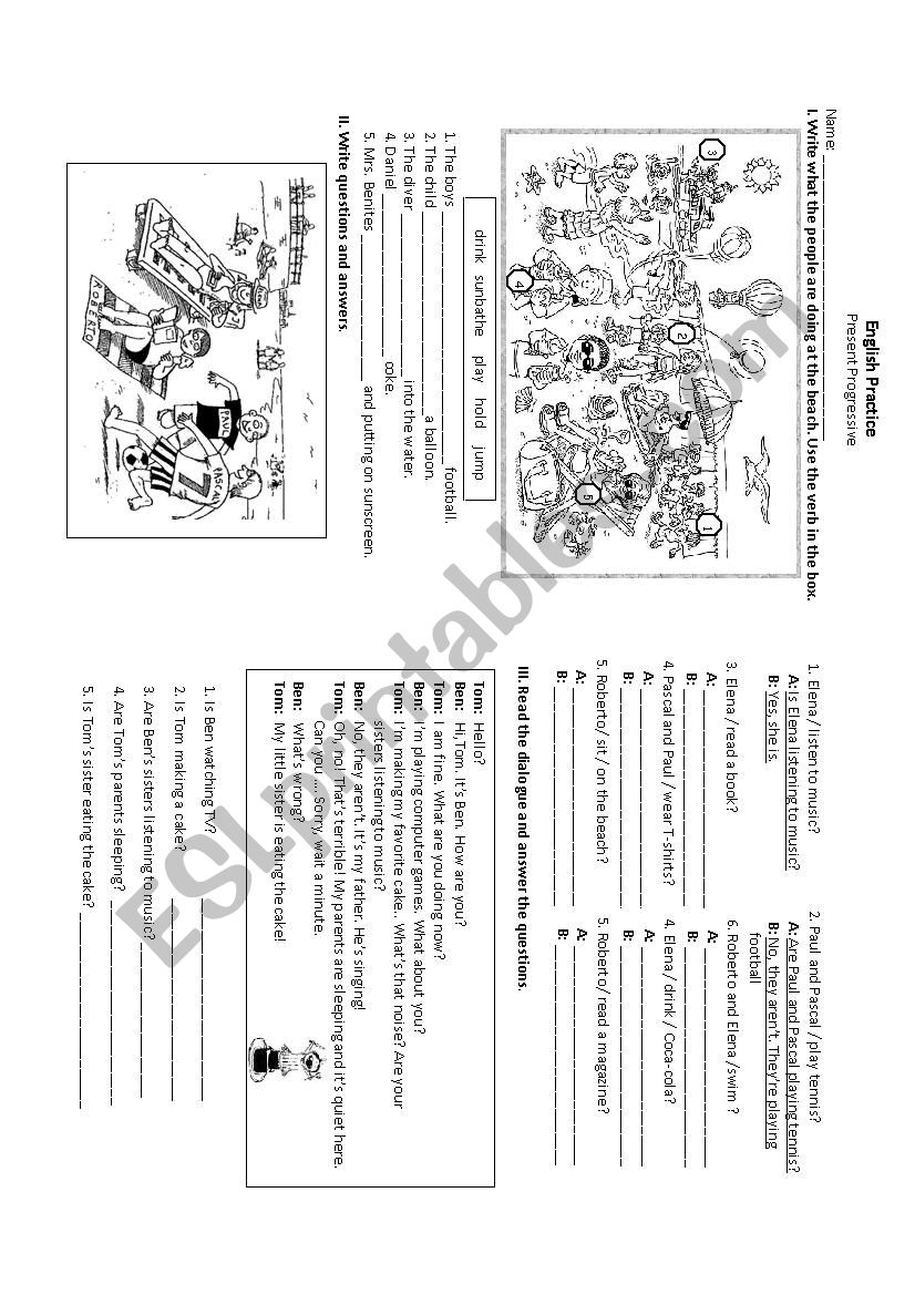 Present continuous worksheet