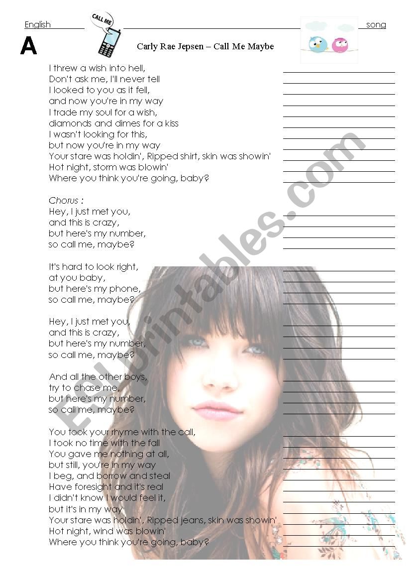 Carly Rae Jepsen - Call Me Maybe Communicative Task 