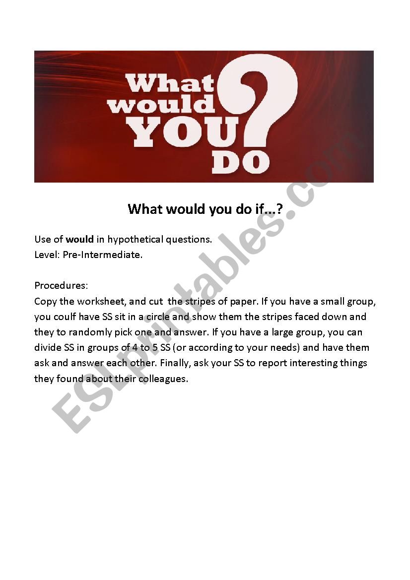What would you do if...? worksheet