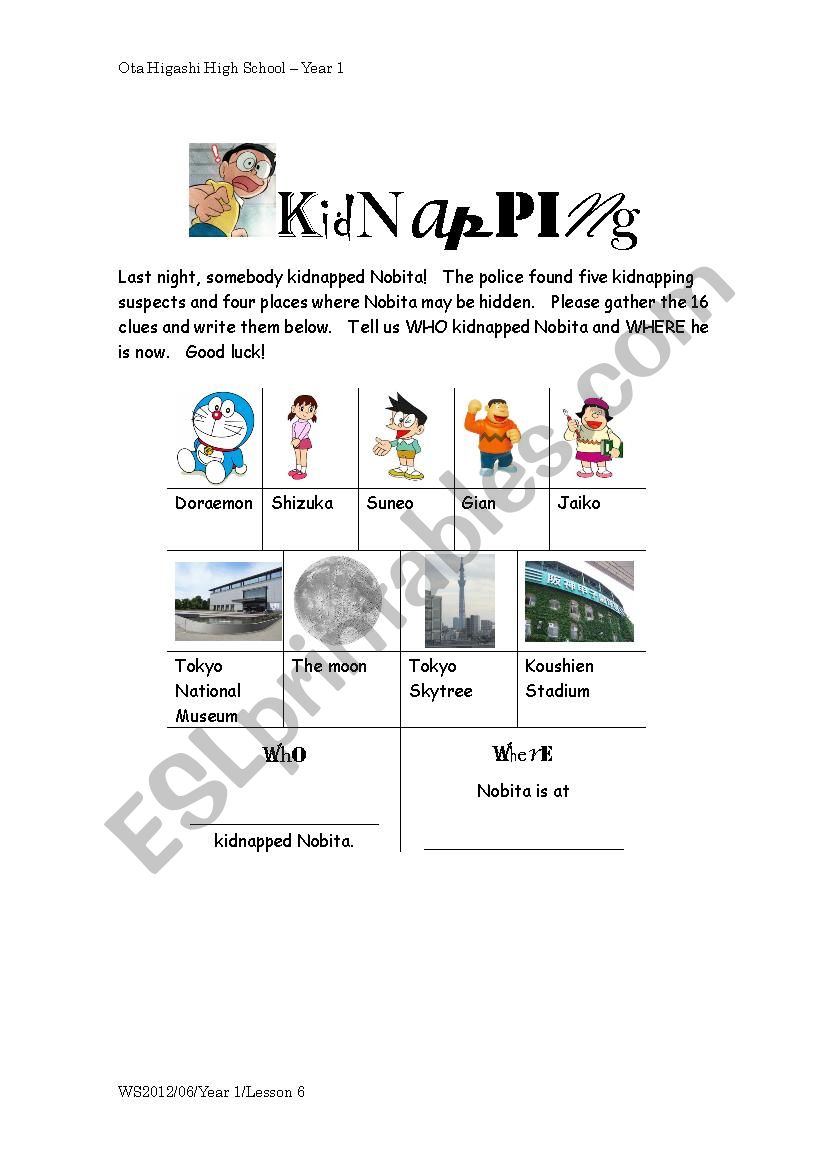 Present Perfect Worksheet Kidnapping exercise