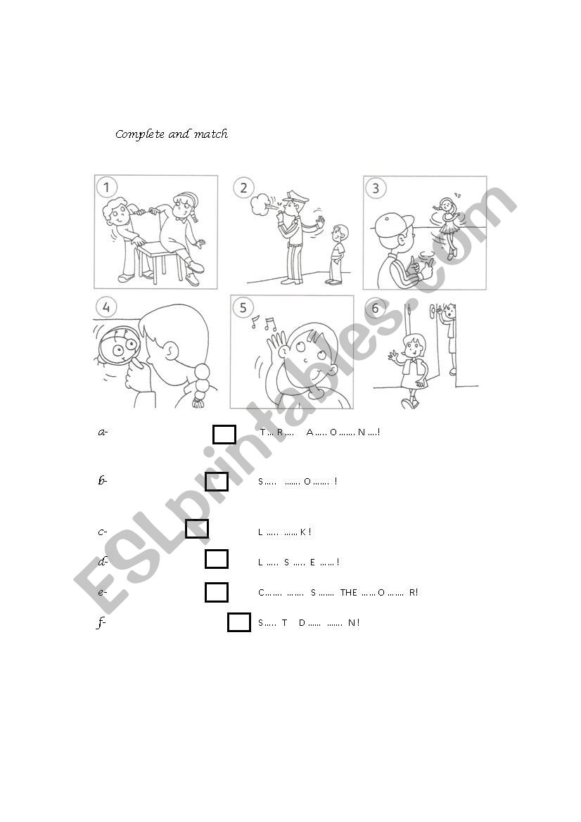 imperatives!  worksheet