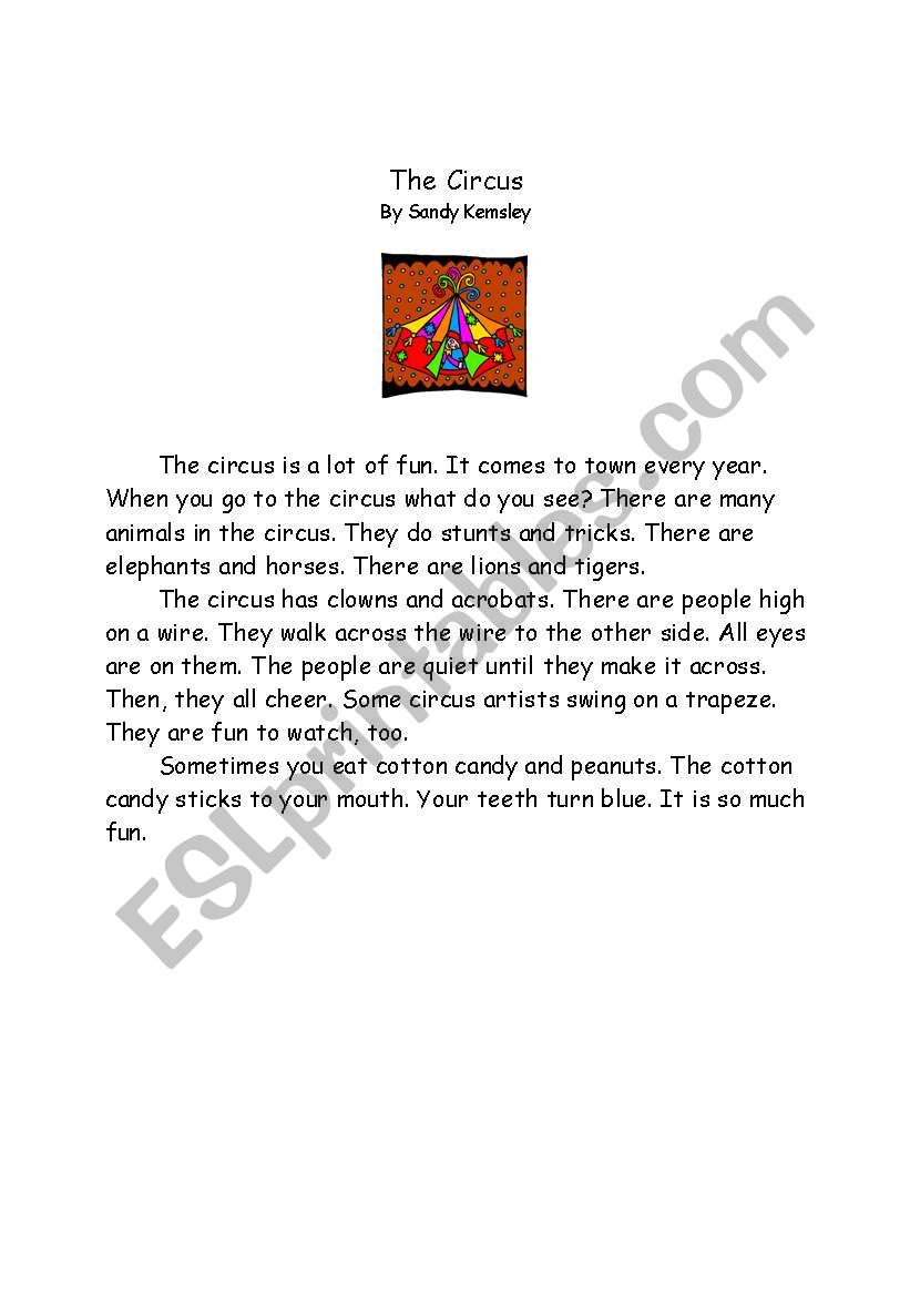 CIRCUS STORY worksheet