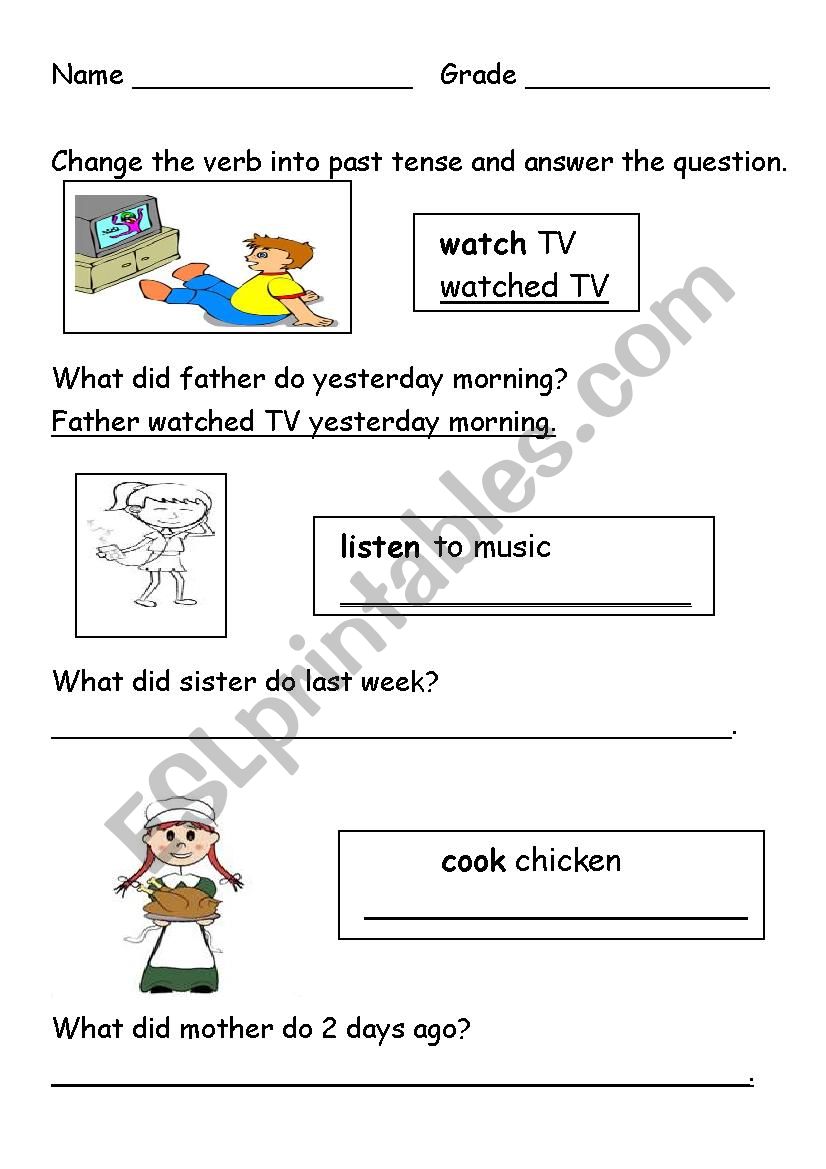 Past tense Worksheet worksheet