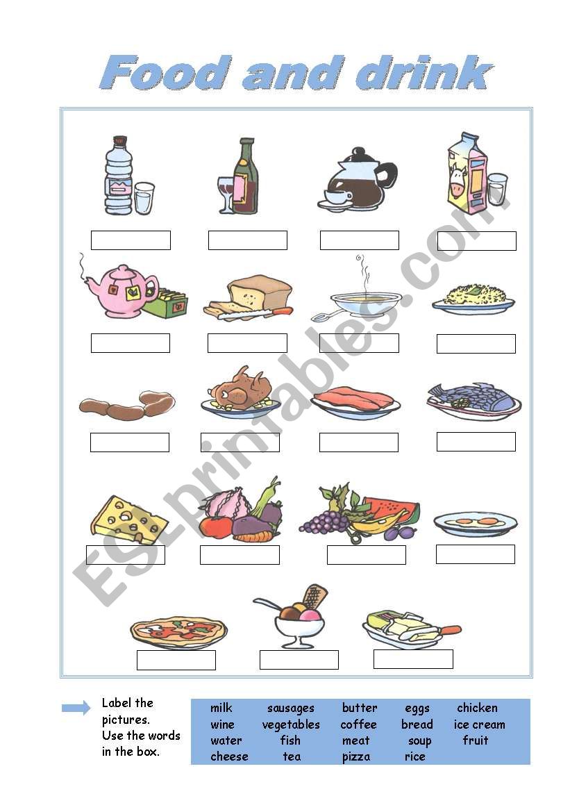 Food and drink worksheet