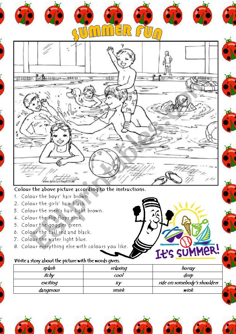 Summer Fun (Colouring, reading and writing)