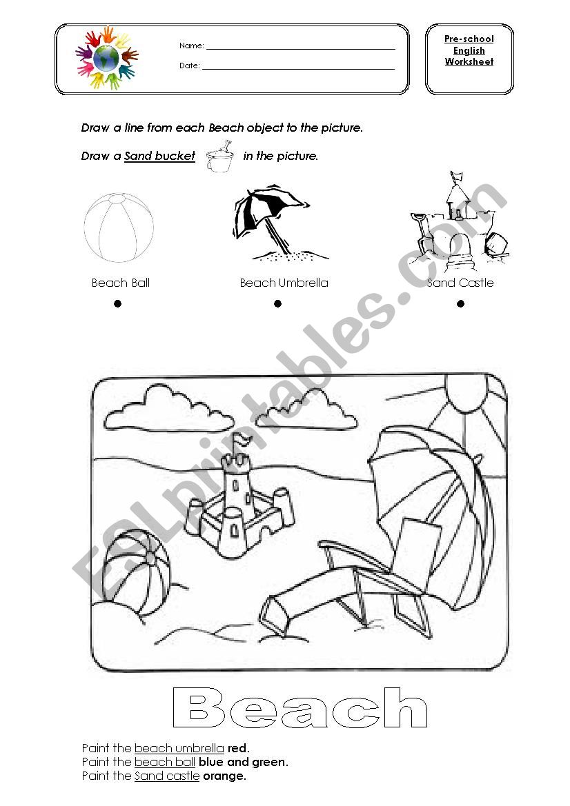 At the Beach worksheet