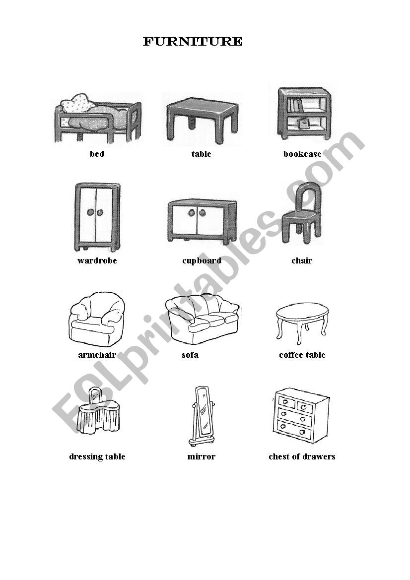 Furniture worksheet