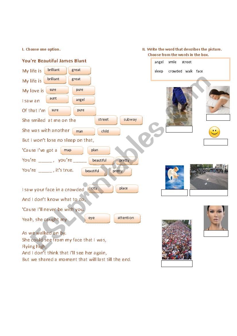 YOU ARE BEAUTIFUL worksheet