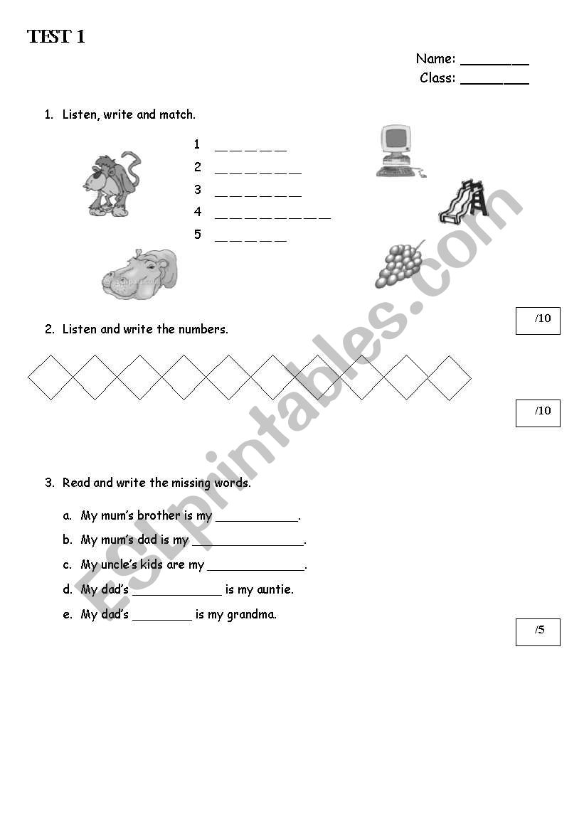 test worksheet