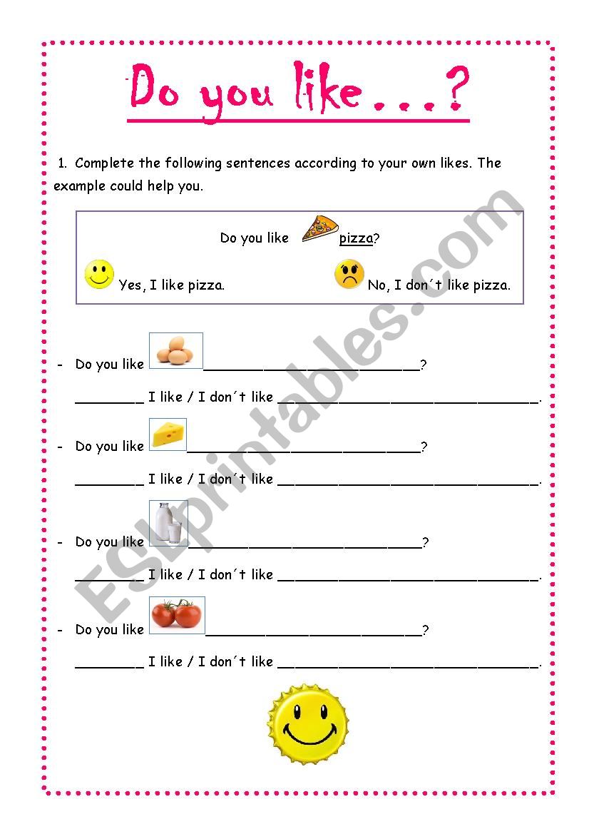 Do you like?? FOOd worksheet