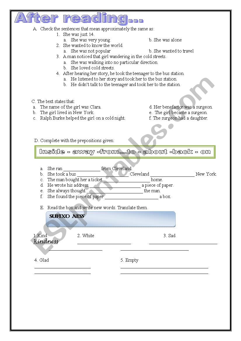 Text comprehension worksheet