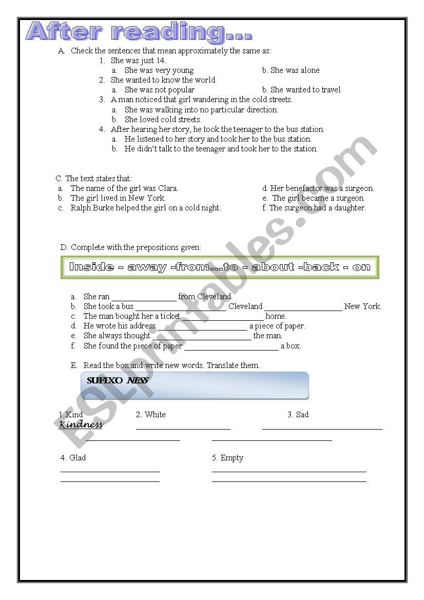 Text comprehension worksheet