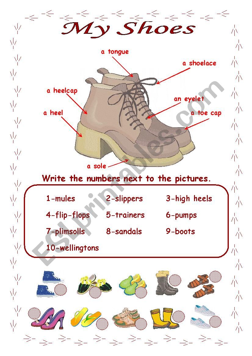 Shoes worksheet