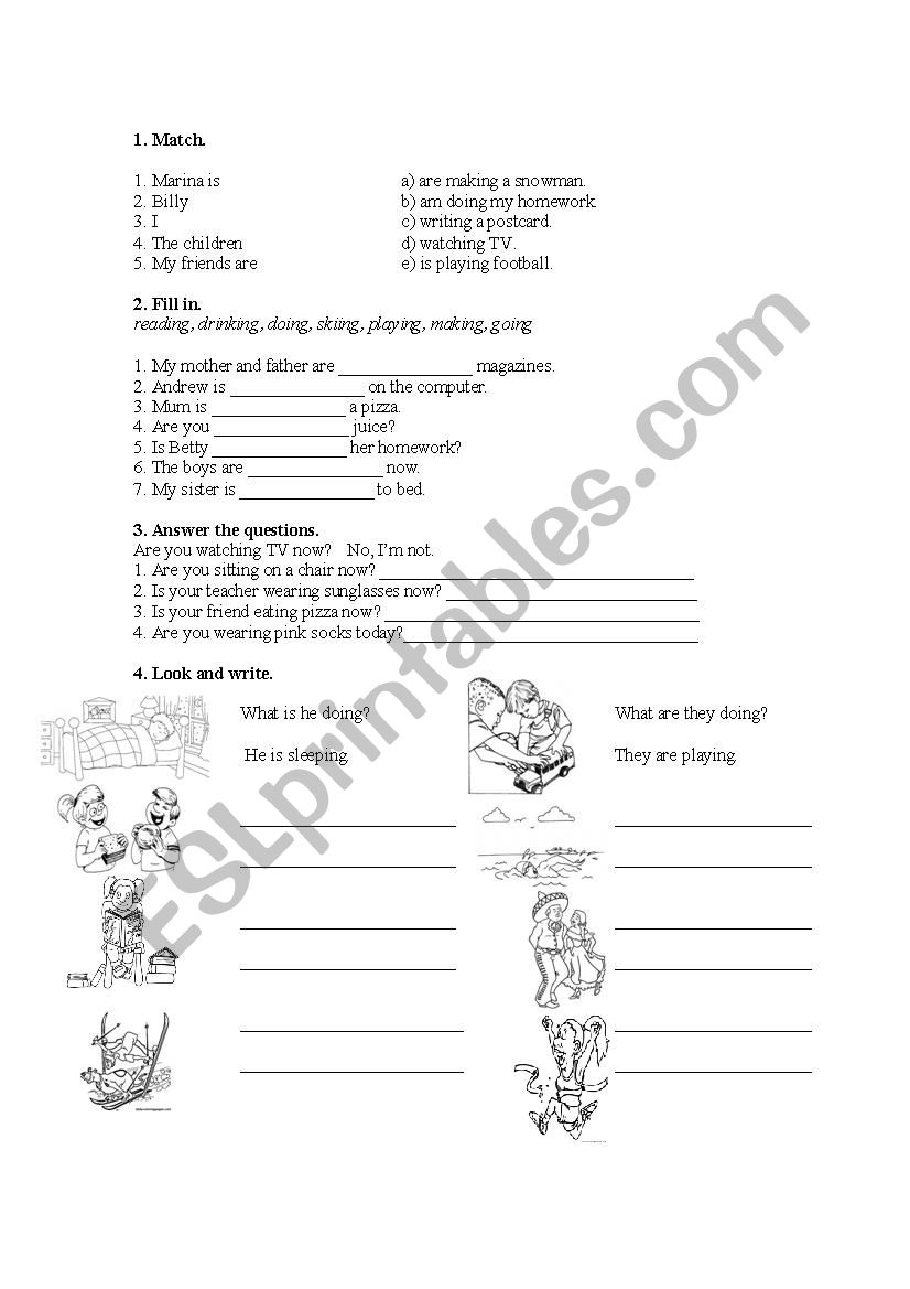 present continuous worksheet