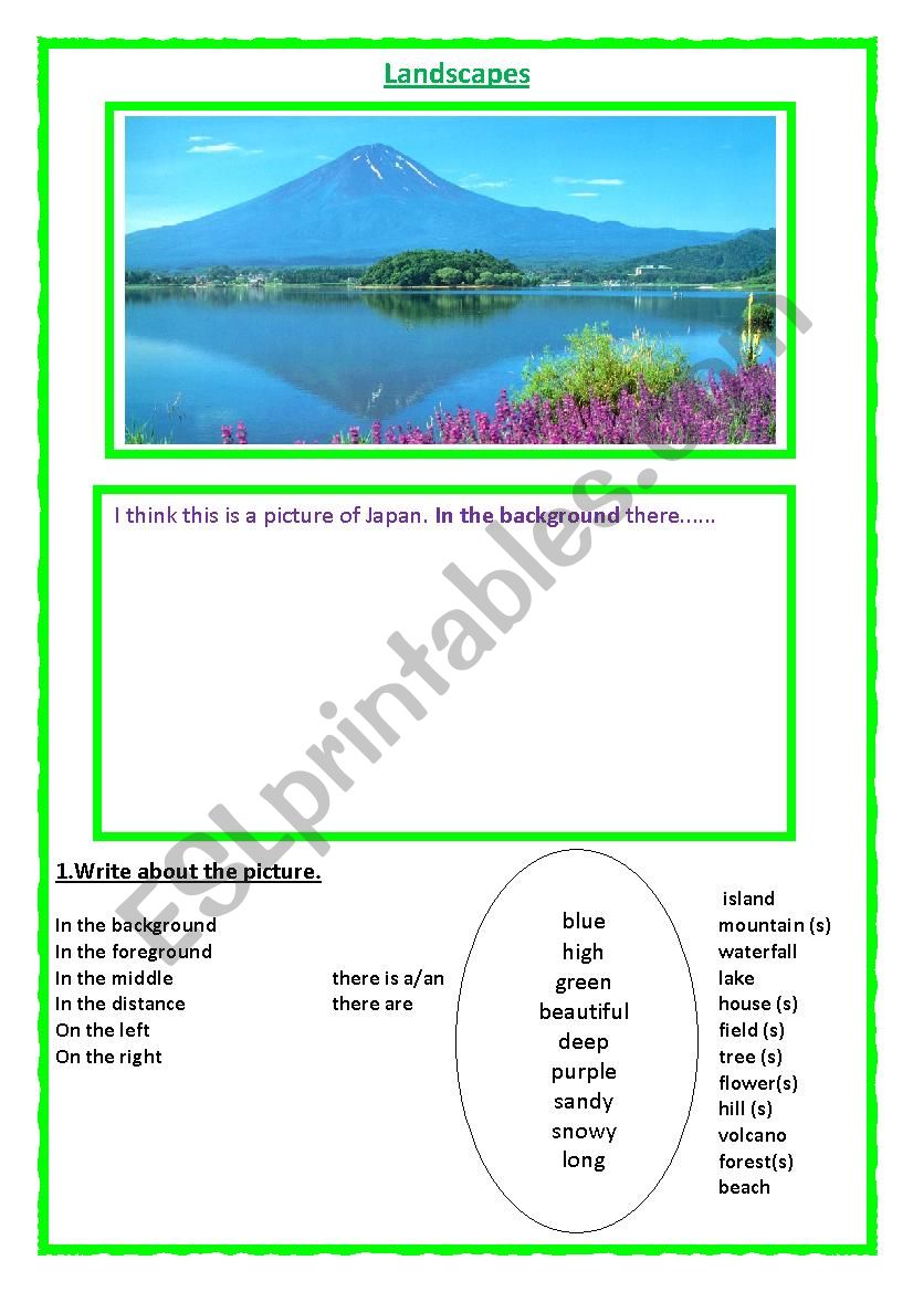 Describing landscapes  worksheet