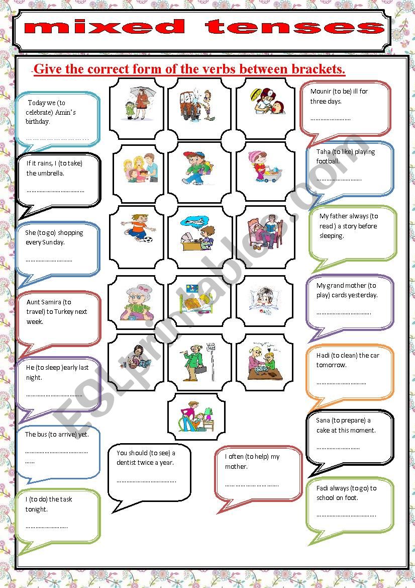 a mixed tenses task worksheet