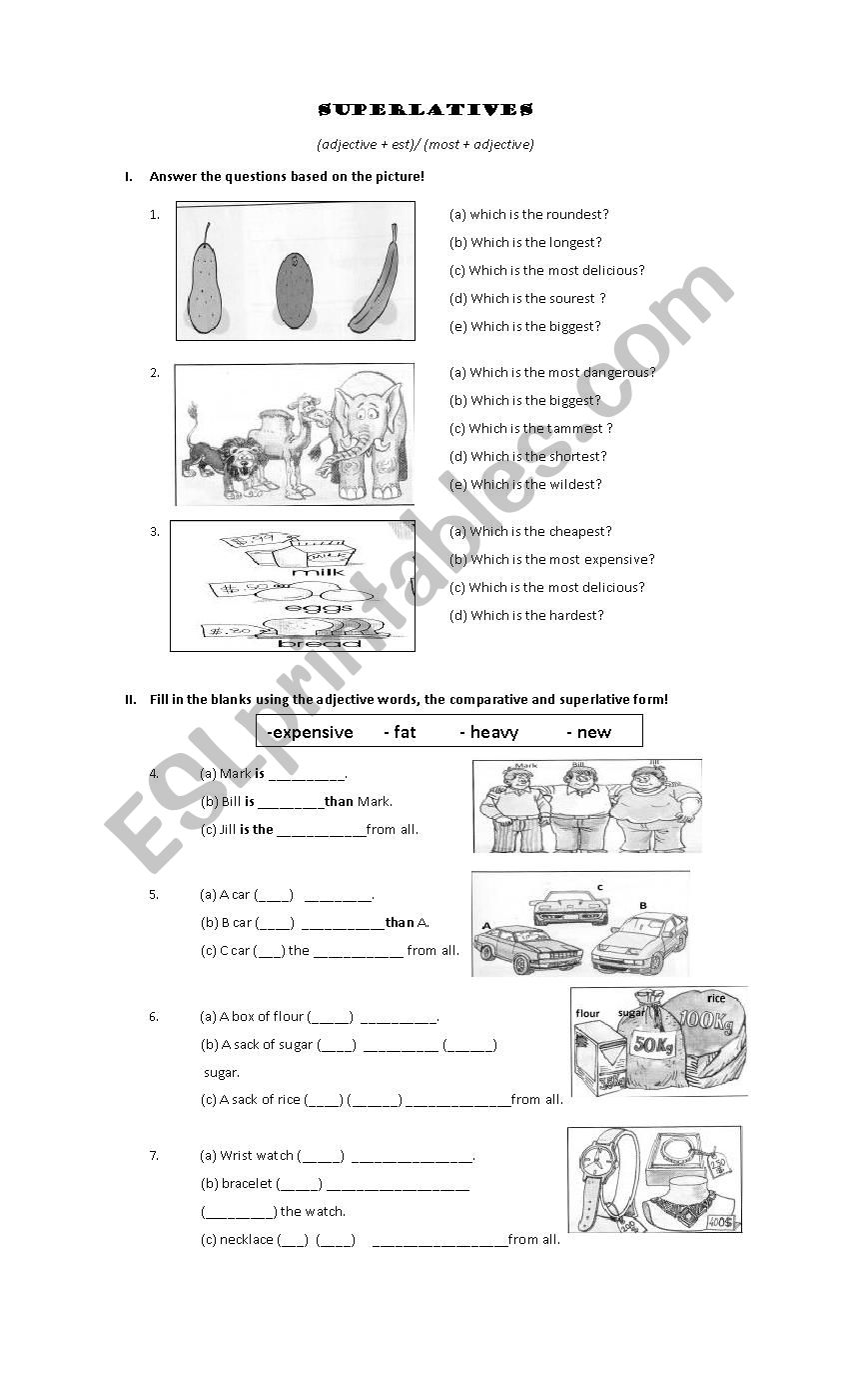 Superlatives worksheet