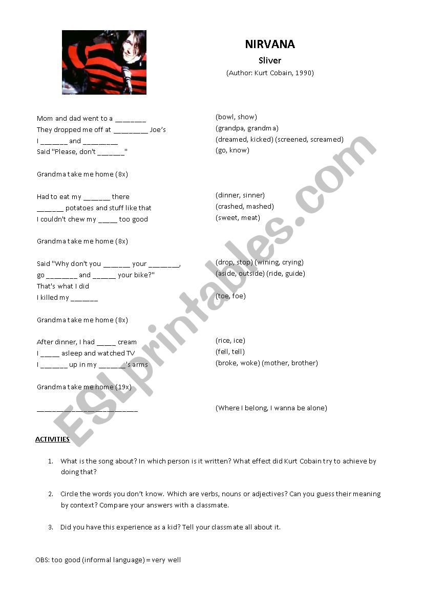 Nirvana - Sliver worksheet