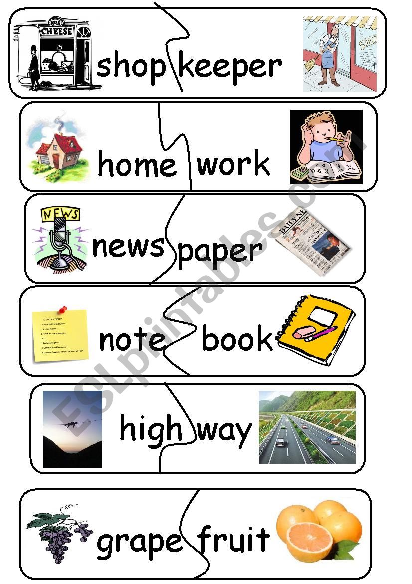 Compound Words/Game - set 10 worksheet