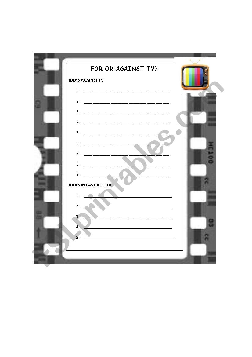 For or Against TV? worksheet