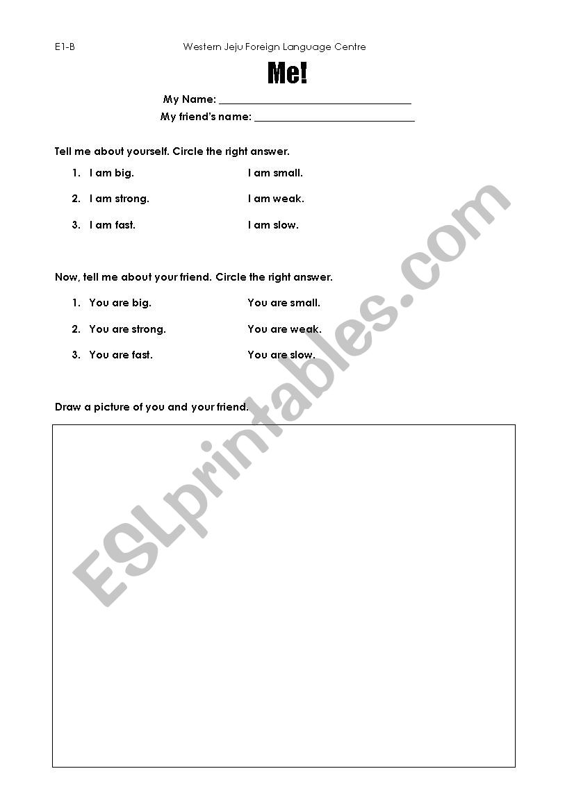 About Me worksheet