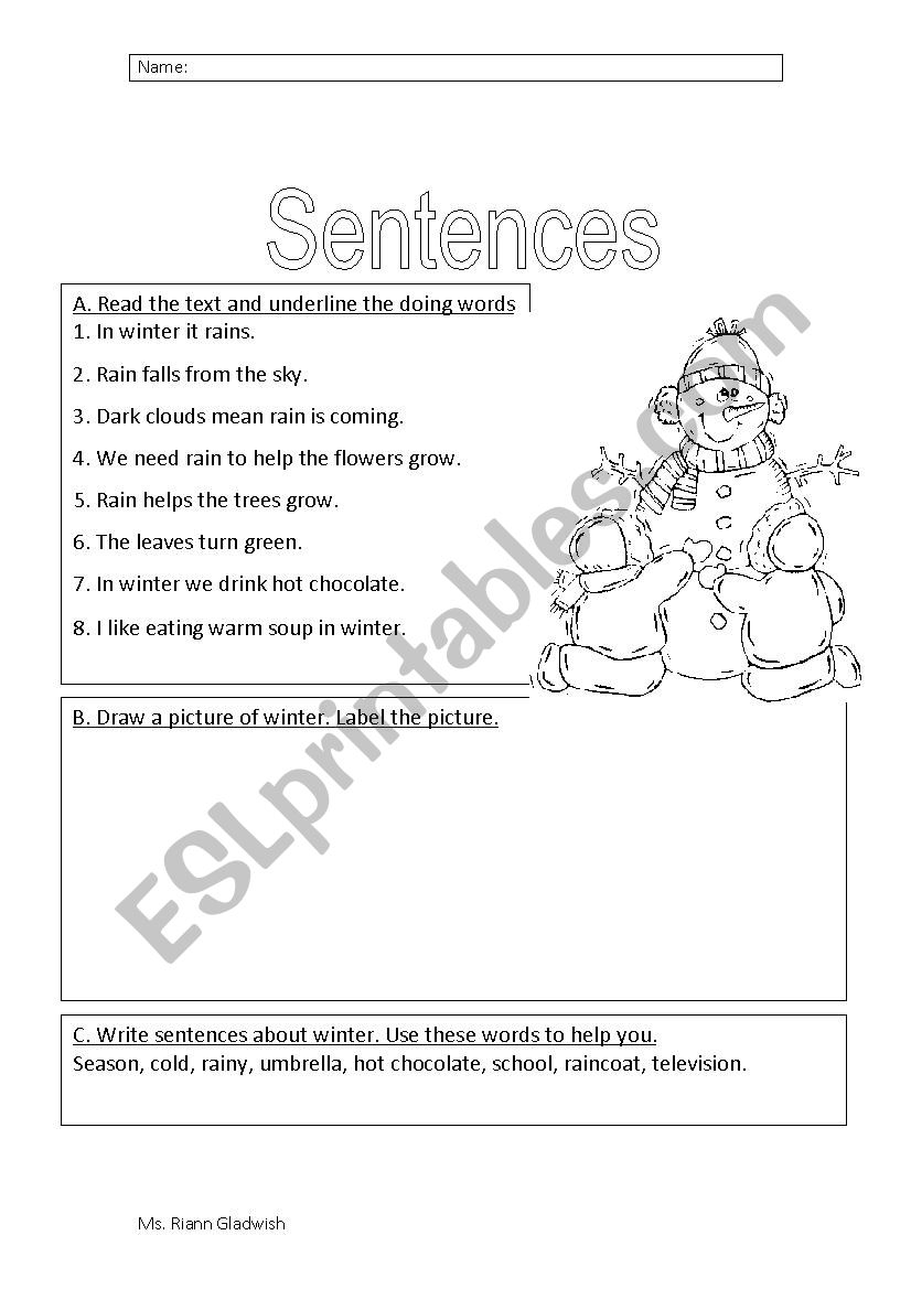 Winter worksheet