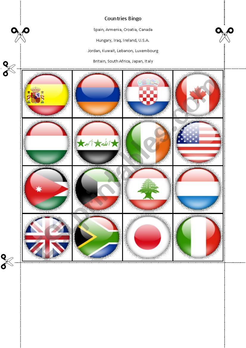 Countries Bingo Part Seventeen