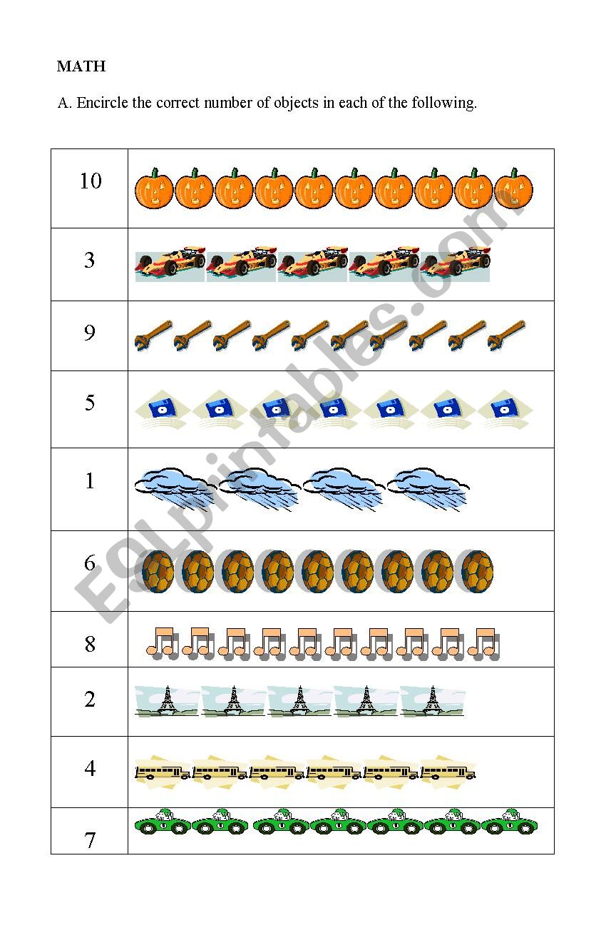 numbers 1 - 10 worksheet