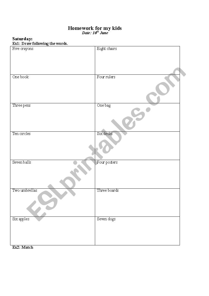 school objects worksheet